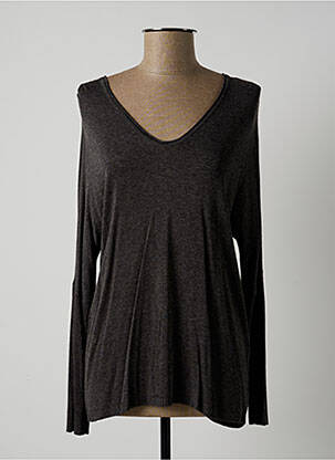 Pull col v manches longues gris LAUREN VIDAL femme