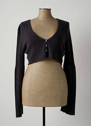 Gilet manches longues maille maille poilu gris LAUREN VIDAL femme