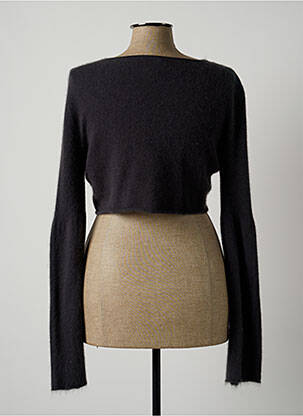 Gilet manches longues maille maille poilu gris LAUREN VIDAL femme