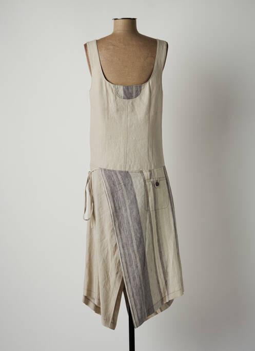 Robe mi-longue beige LAUREN VIDAL pour femme