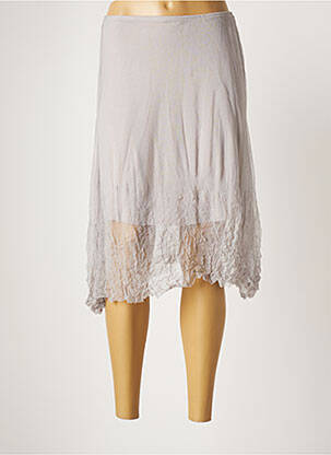Jupe mi-longue stretch gris LAUREN VIDAL femme