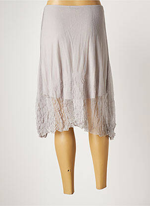Jupe mi-longue stretch gris LAUREN VIDAL femme