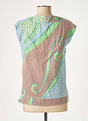 Blouse imprimé fantaisie sans manche vert ARELINE femme