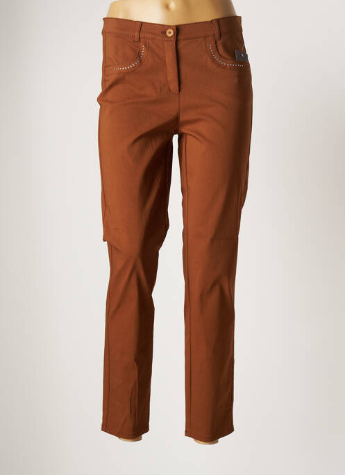 Pantalon slim marron FRANK WALDER pour femme