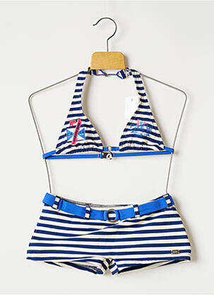 Maillot de bain 2 pièces fermeture clip bleu BANANA MOON fille