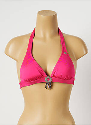 Haut de maillot de bain fermeture liens à nouer haut triangles rose BANANA MOON femme