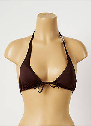 Haut de maillot de bain fermeture liens à nouer haut triangles marron BANANA MOON femme