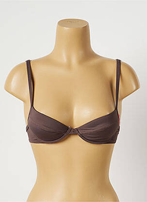 Haut de maillot de bain bretelles élastiquées ajustables marron MORGAN femme