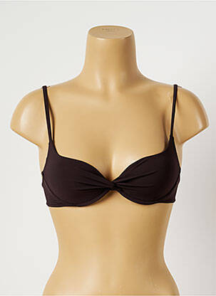 Haut de maillot de bain bretelles élastiquées ajustables marron LIVIA femme