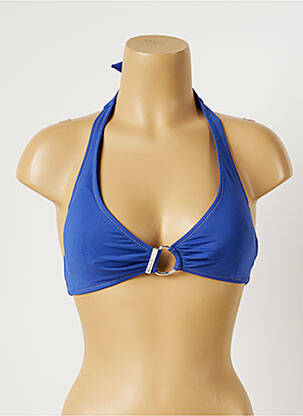 Haut de maillot de bain fermeture liens à nouer haut triangles bleu MORGAN femme