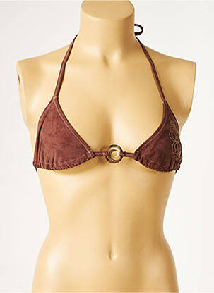 Haut de maillot de bain fermeture liens à nouer haut triangles marron CULTURE BEACH femme