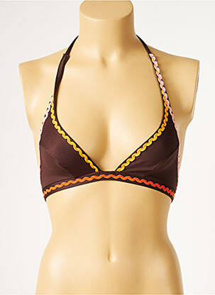 Haut de maillot de bain stretch haut triangles marron JENNA DE ROSNAY femme