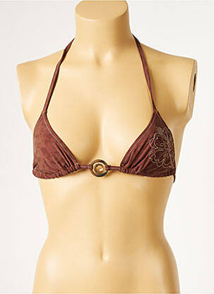 Haut de maillot de bain fermeture liens à nouer haut triangles marron CULTURE BEACH femme
