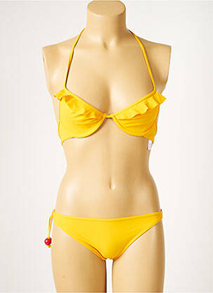 Maillot de bain 2 pièces stretch jaune HUIT femme