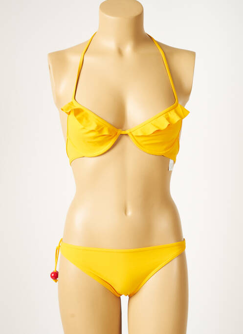 Maillot de bain 2 pièces stretch jaune HUIT femme