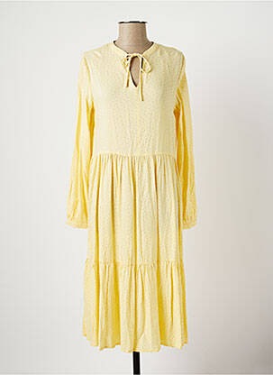 Robe mi-longue coupe évasée manches longues jaune B.YOUNG femme