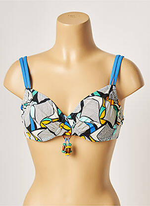 Haut de maillot de bain bretelles élastiquées ajustables bleu BELCOR femme