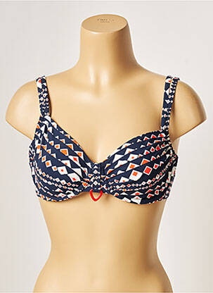 Haut de maillot de bain stretch haut soutien-gorge emboitant bleu BELCOR femme