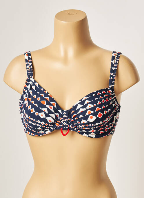 Haut de maillot de bain stretch haut soutien-gorge emboitant bleu BELCOR femme