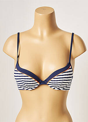 Haut de maillot de bain bretelles élastiquées ajustables haut soutien-gorge push-up bleu CHERRY BEACH femme