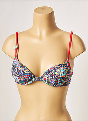 Haut de maillot de bain bretelles élastiquées ajustables haut soutien-gorge push-up bleu CHERRY BEACH femme
