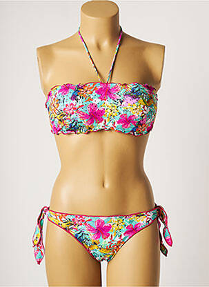 Maillot de bain 2 pièces stretch haut soutien-gorge moulé rose BANANA MOON femme