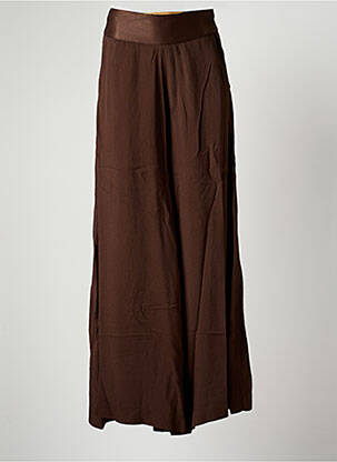 Pantalon large coupe fluide taille haute marron MÊME ROAD femme