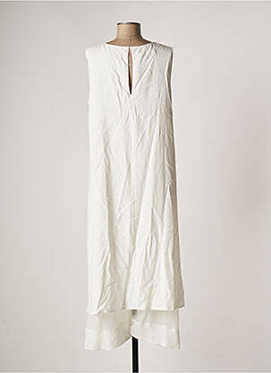 Robe mi-longue tissage crêpe sans manche blanc BOHEMIA femme