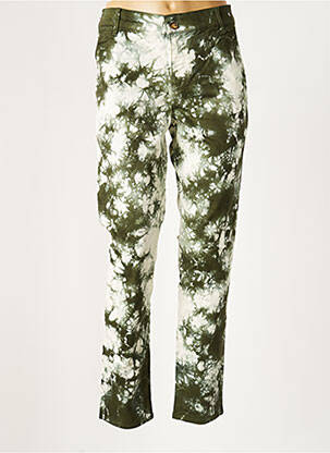 Pantalon chino fermeture zippée sous rabat boutonné taille normale vert HAPPY femme