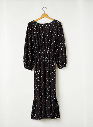 Robe longue tissage popeline manches longues noir SANS MARQUE femme