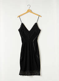 Robe mi-longue col v fines bretelles noir AÉRYNE femme