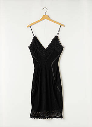 Robe mi-longue col v fines bretelles noir AÉRYNE femme