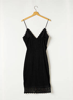 Robe mi-longue col v fines bretelles noir AÉRYNE femme