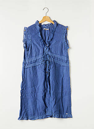 Robe mi-longue manches courtes manches courtes bleu RIVIERES DE LUNE femme