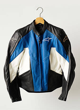 Veste en cuir poches bleu STELLA femme