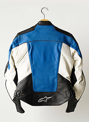 Veste en cuir poches bleu STELLA femme
