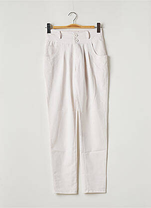Pantalon chino tissage popeline taille haute blanc PM femme