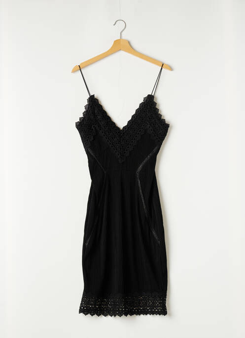 Robe mi-longue col v fines bretelles noir AÉRYNE femme