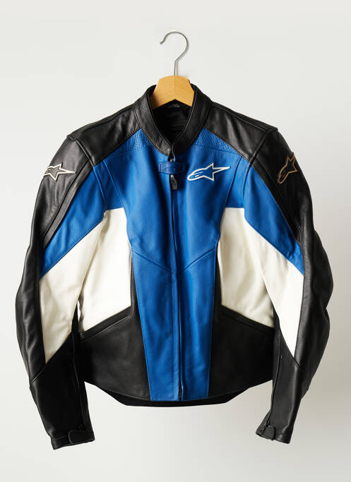 Veste en cuir poches bleu STELLA femme