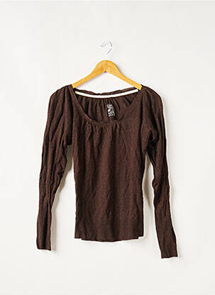Pull coupe cintrée manches longues marron TEDDY SMITH femme