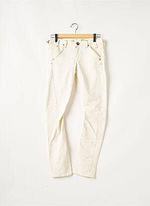 Pantalon slim broderie rivets taille basse beige GUESS femme