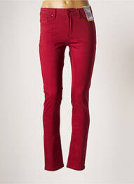 Pantalon droit stretch taille normale rouge QUATRE VINGT JOURS femme