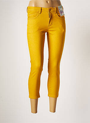 Pantalon 7/8 stretch taille normale jaune QUATRE VINGT JOURS femme