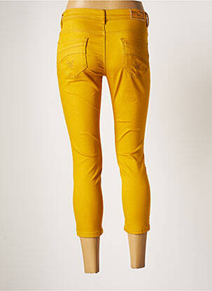 Pantalon 7/8 stretch taille normale jaune QUATRE VINGT JOURS femme