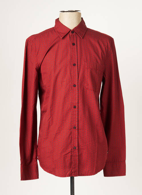 Chemise manches longues rouge MUSTANG pour homme