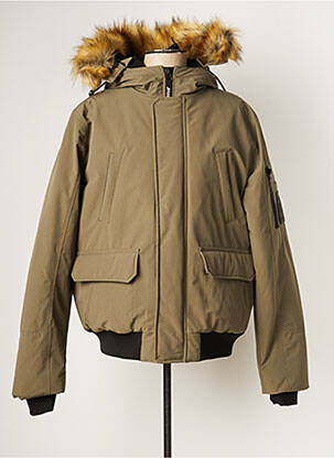 Blouson finition bords-côtes vert MUSTANG homme