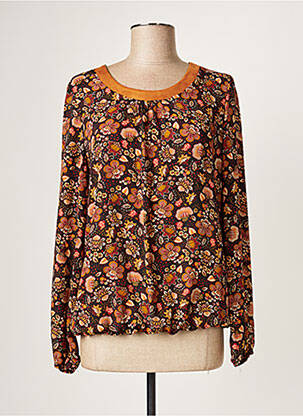 Top tissage crêpe manches longues marron DIANE LAURY femme