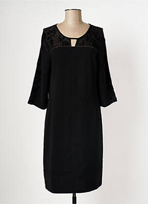 Robe mi-longue tissage crêpe manches longues noir DIANE LAURY femme