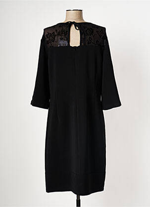 Robe mi-longue tissage crêpe manches longues noir DIANE LAURY femme