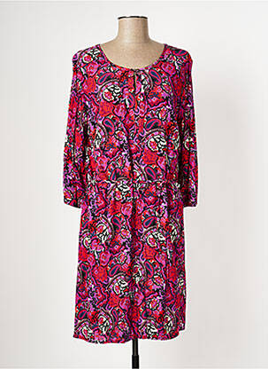 Robe mi-longue imprimé fleurs manches longues violet DIANE LAURY femme